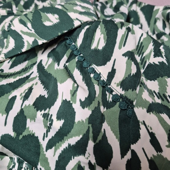 Umgee USA Green Abstract Print Button Down Mini Dress Long Balloon Sleeve Small - Picture 11 of 11